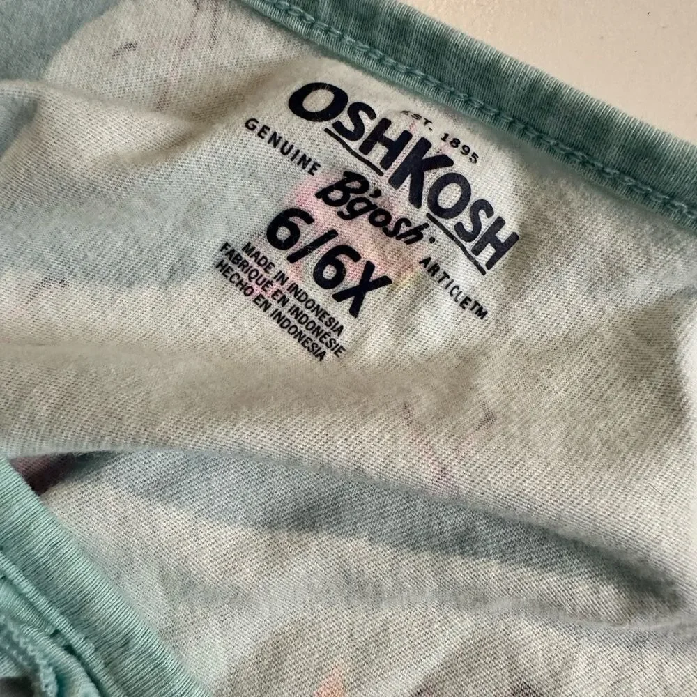 EUC OshKosh B’Gosh Girls Blue Tank Top Pink Flamingos - Size 6X